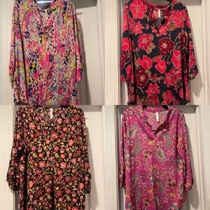 Dear Scarlett wrinkle free notch neck tunic top LOT OF FOUR!